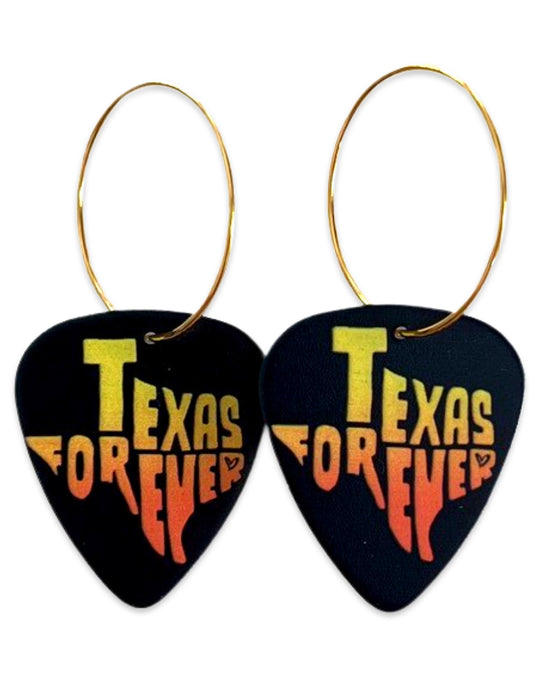Texas Forever Orange Reversible Single Guitar Pick Earrings
