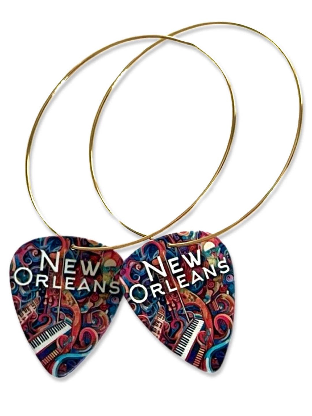New Orleans Colorful Piano Reversible Single Guitar Pick Earrings