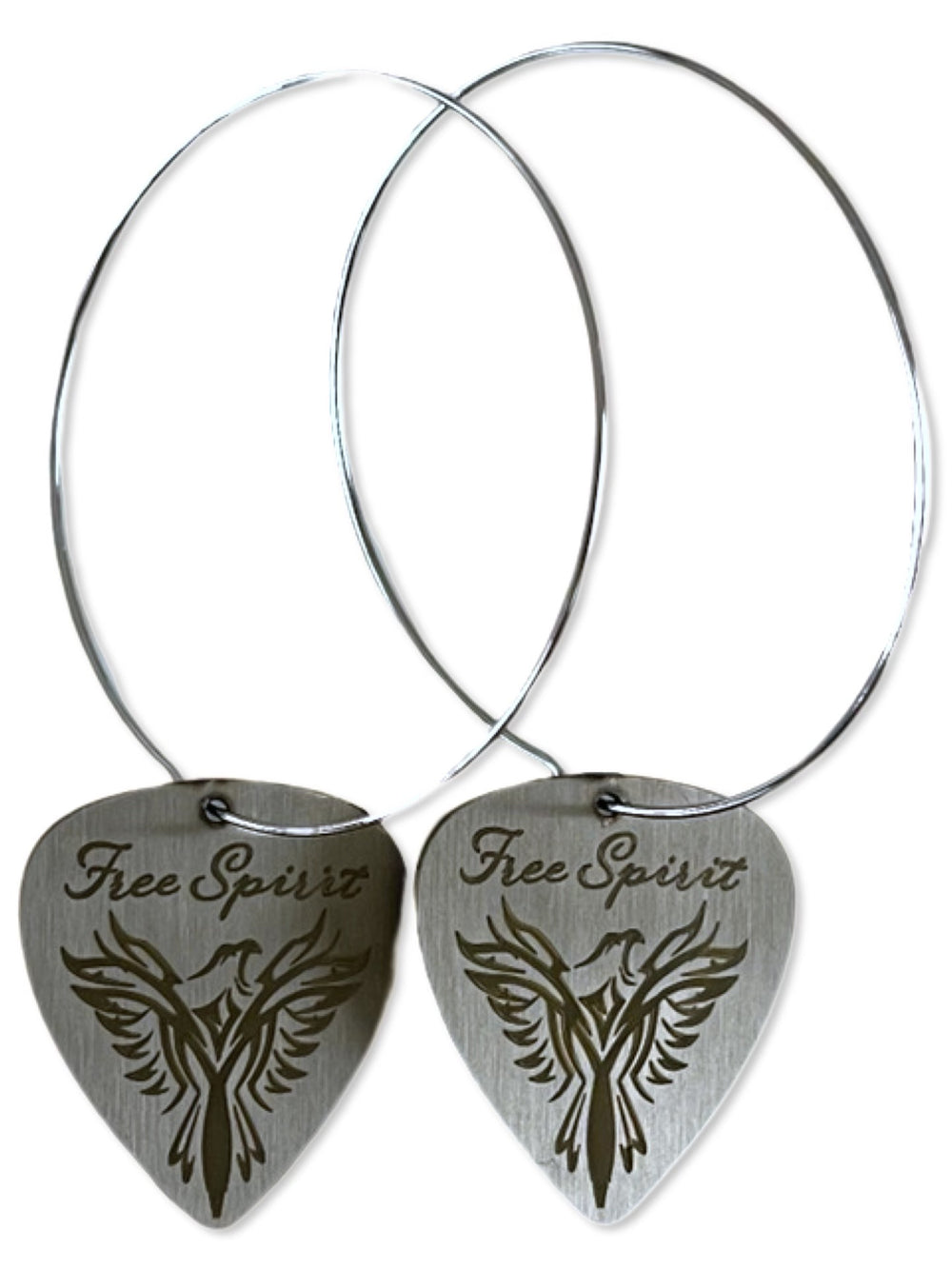 Free Spirit Steel Single Guitar Pick Earrings