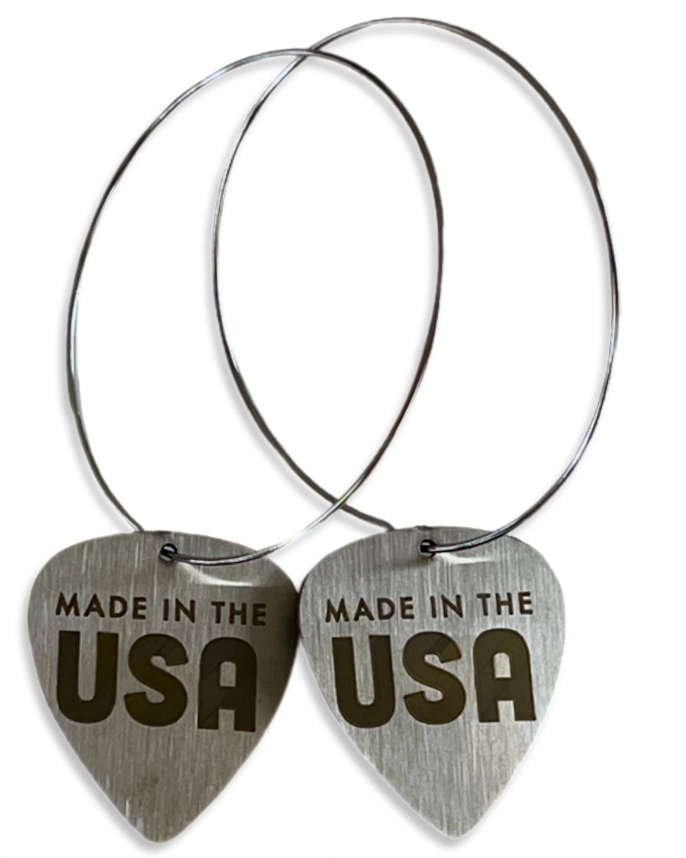 WS Made in the USA Steel Single Guitar Pick Earrings