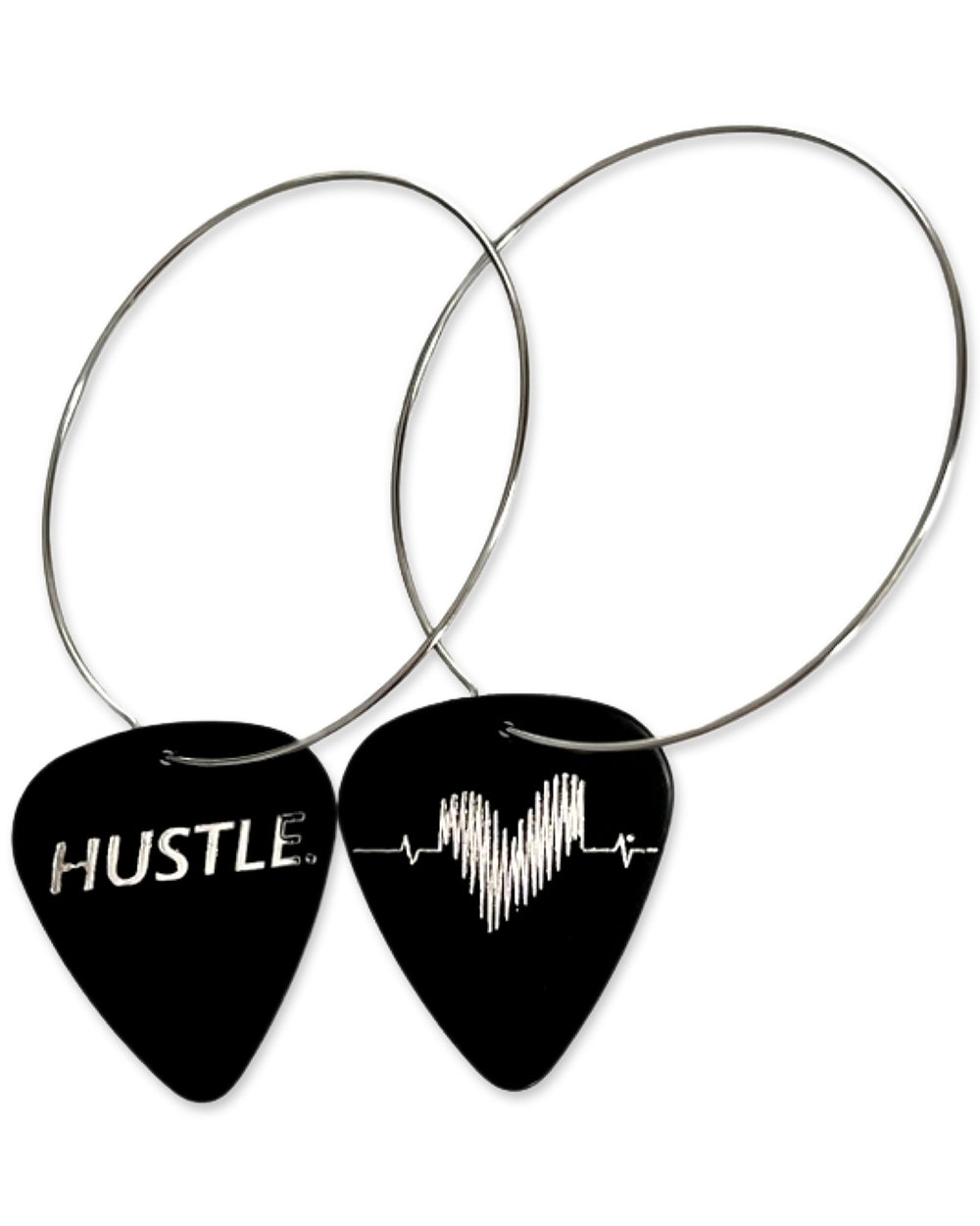 WS HUSTLE. Reversible Black Single Guitar Pick Earrings