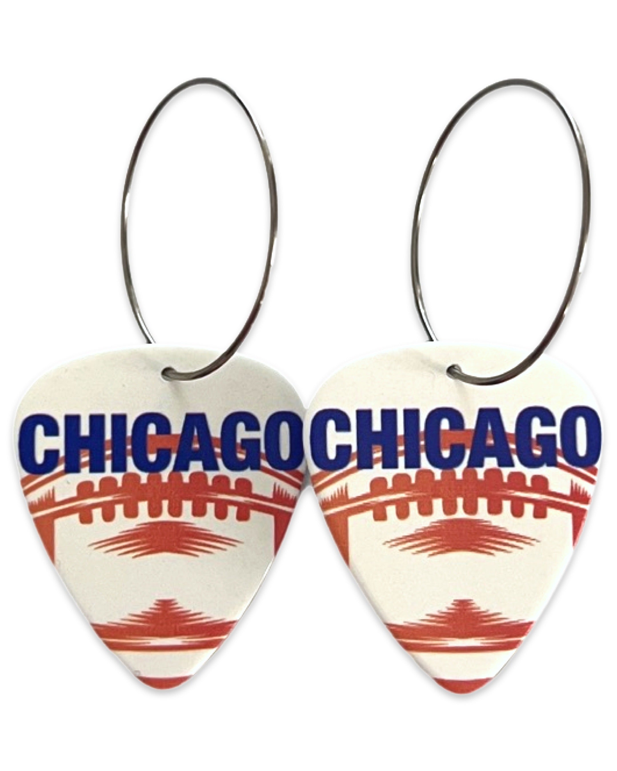 Chicago Orange Football Reversible Single Guitar Pick Earrings