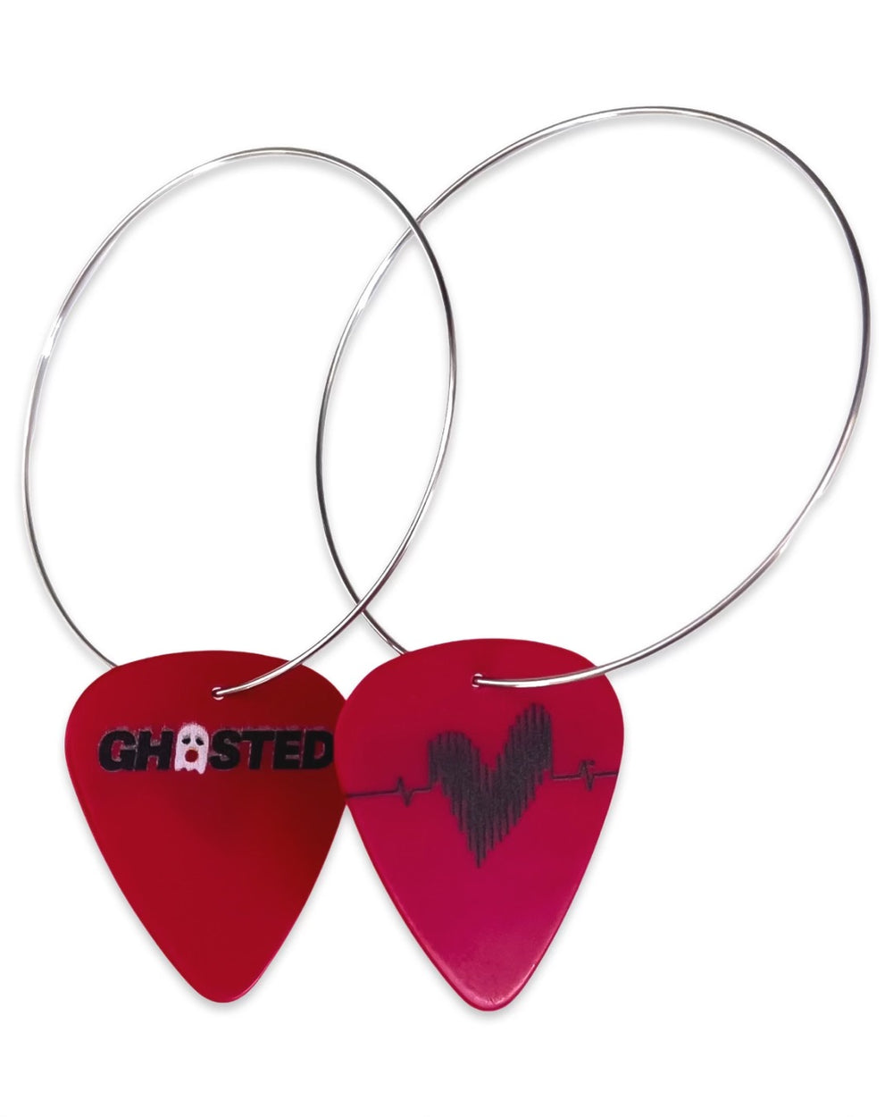 WS Ghosted Red Reversible Single Guitar Pick Earrings