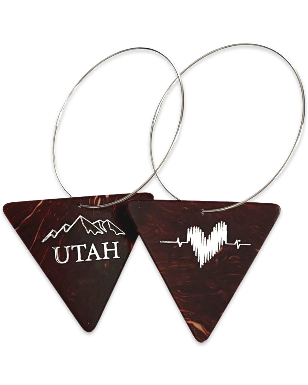 WS UTAH Tortoise Triangle Reversible Single Guitar Pick Earrings