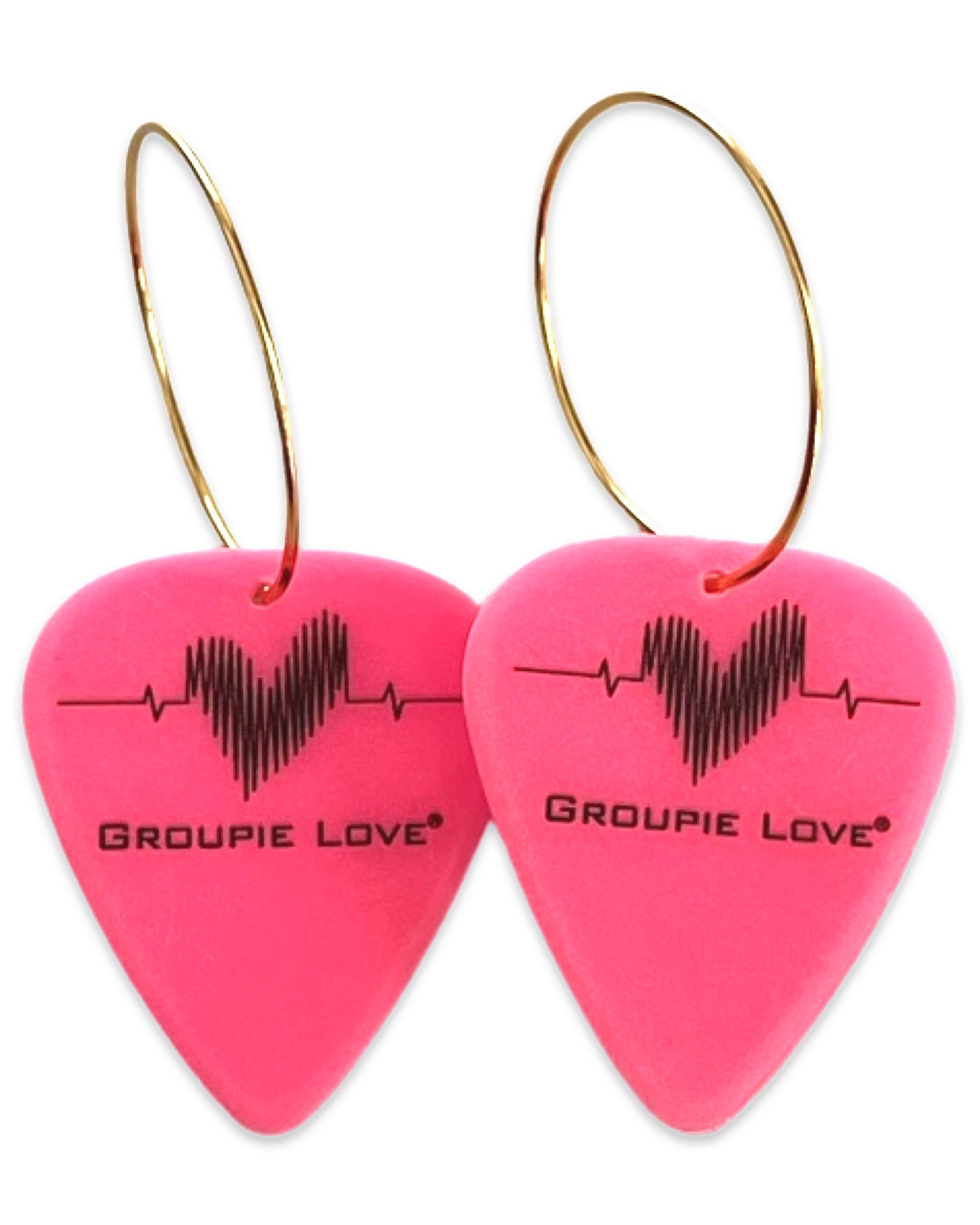 Groupie Love Neon Pink Single Guitar Pick Earrings