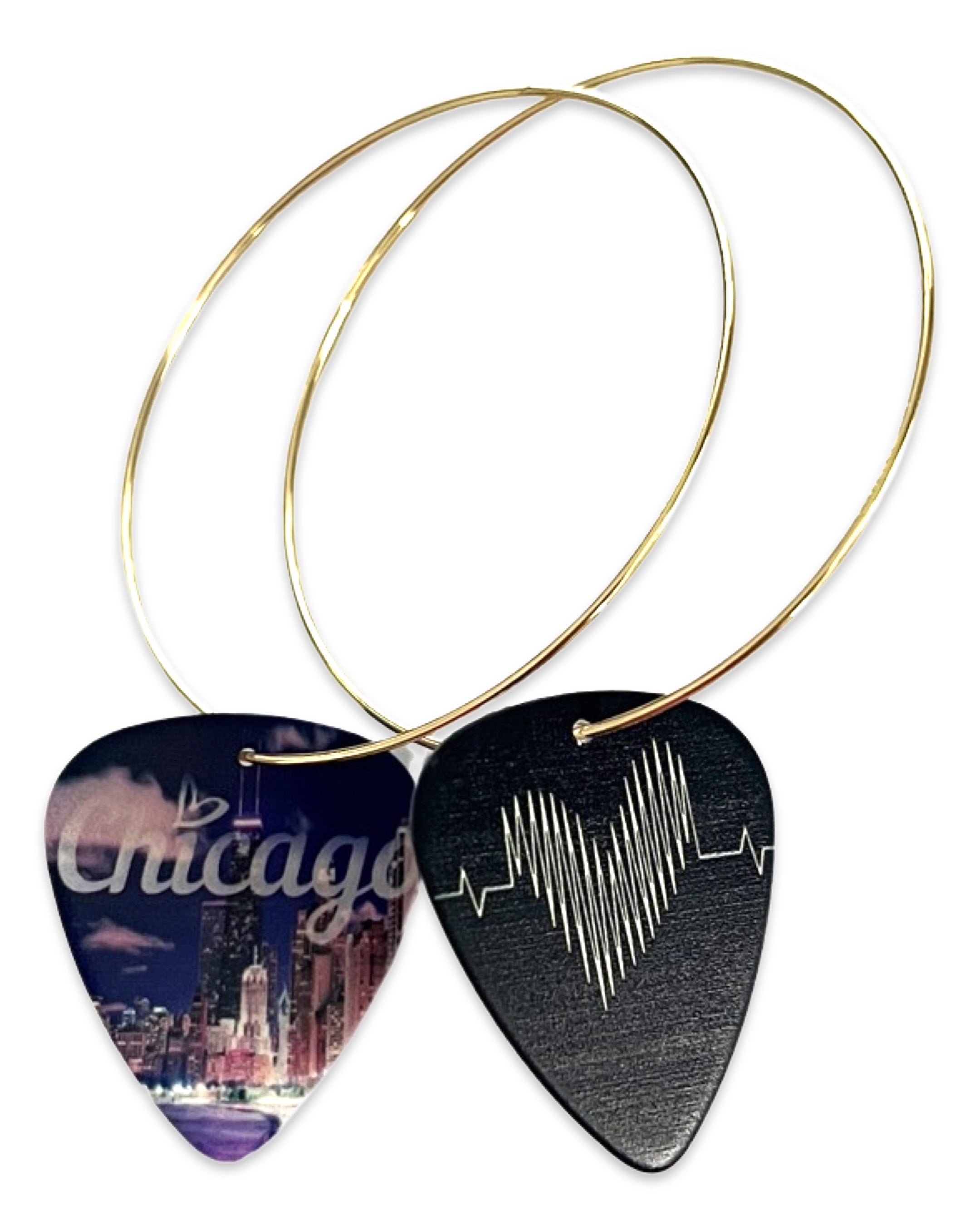 Chicago Purple City Reversible Single Guitar Pick Earrings