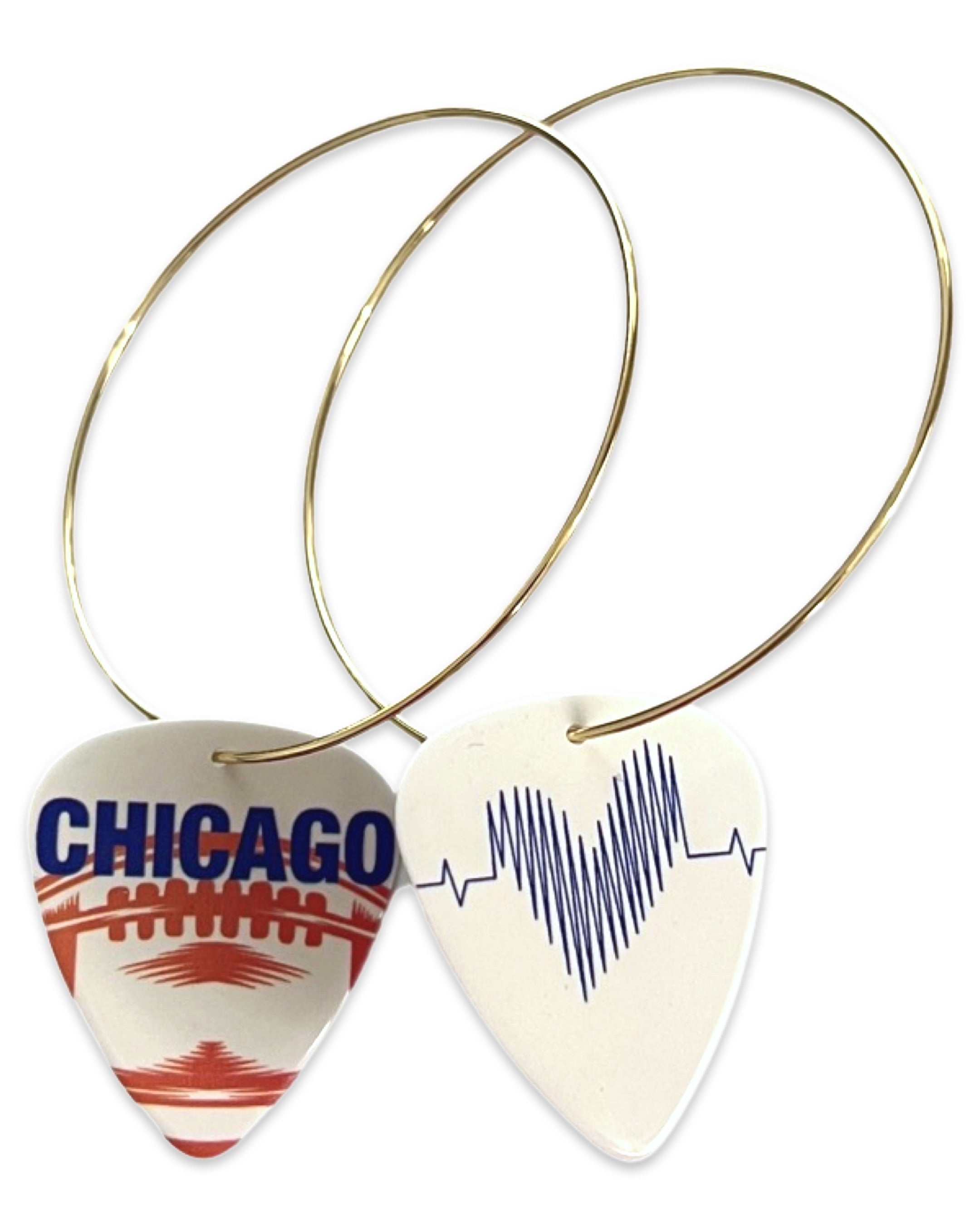 Chicago Orange Football Reversible Single Guitar Pick Earrings