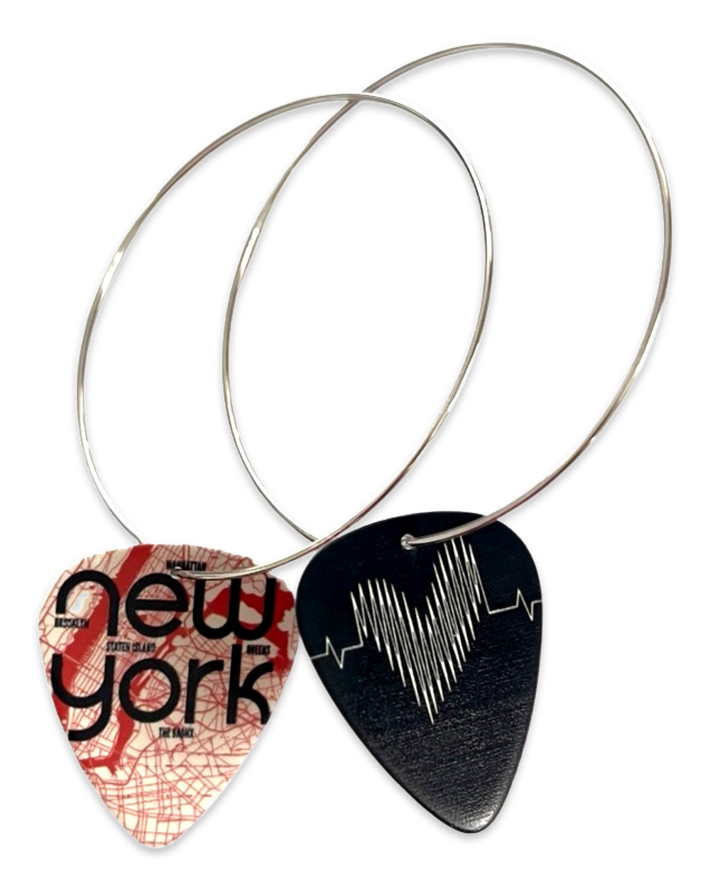 WS New York Red Map Reversible Single Guitar Pick Earrings