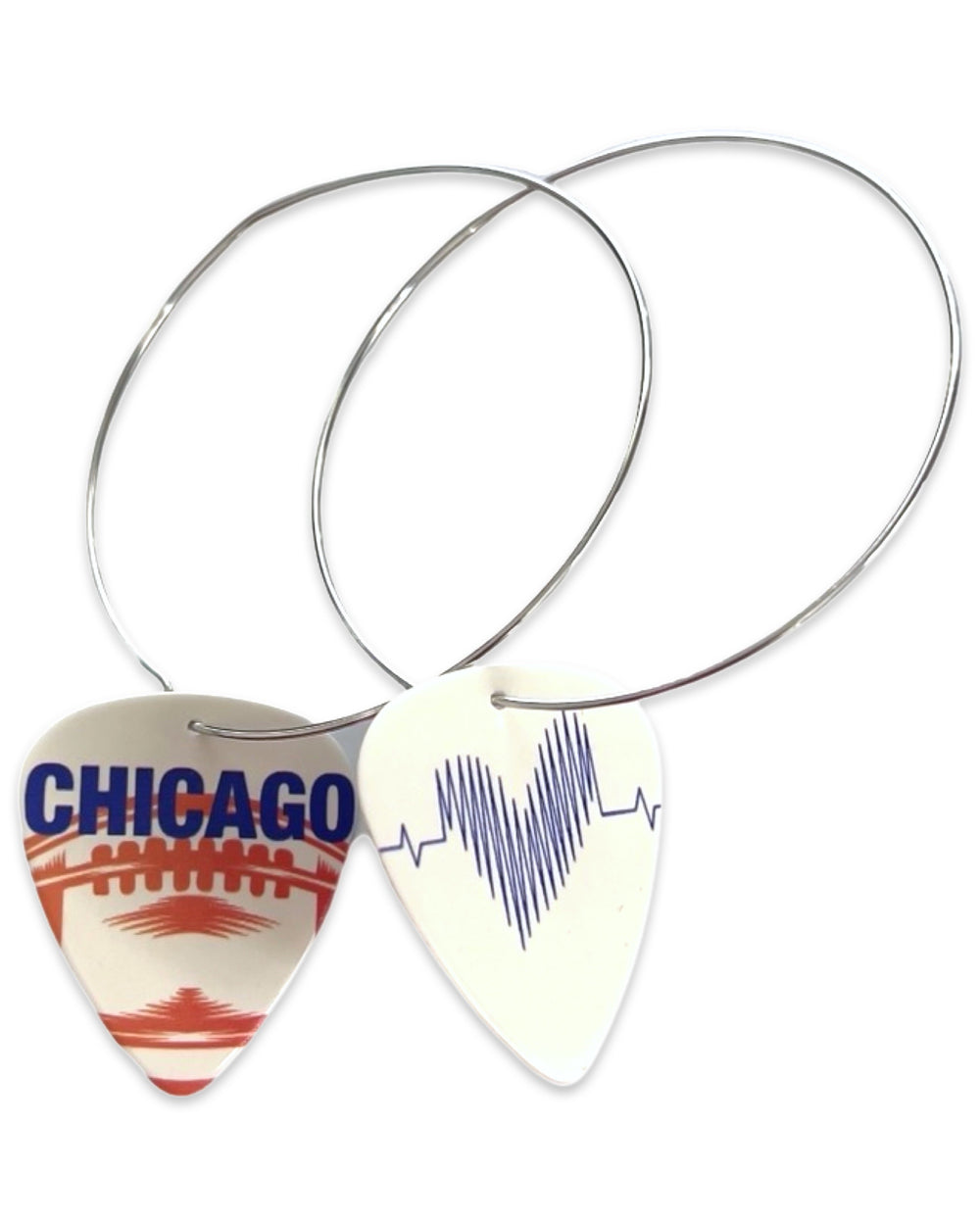 WS Chicago Orange Football Reversible Single Guitar Pick Earrings