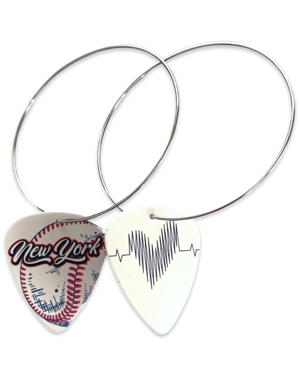 WS New York Baseball Reversible Single Guitar Pick Earrings