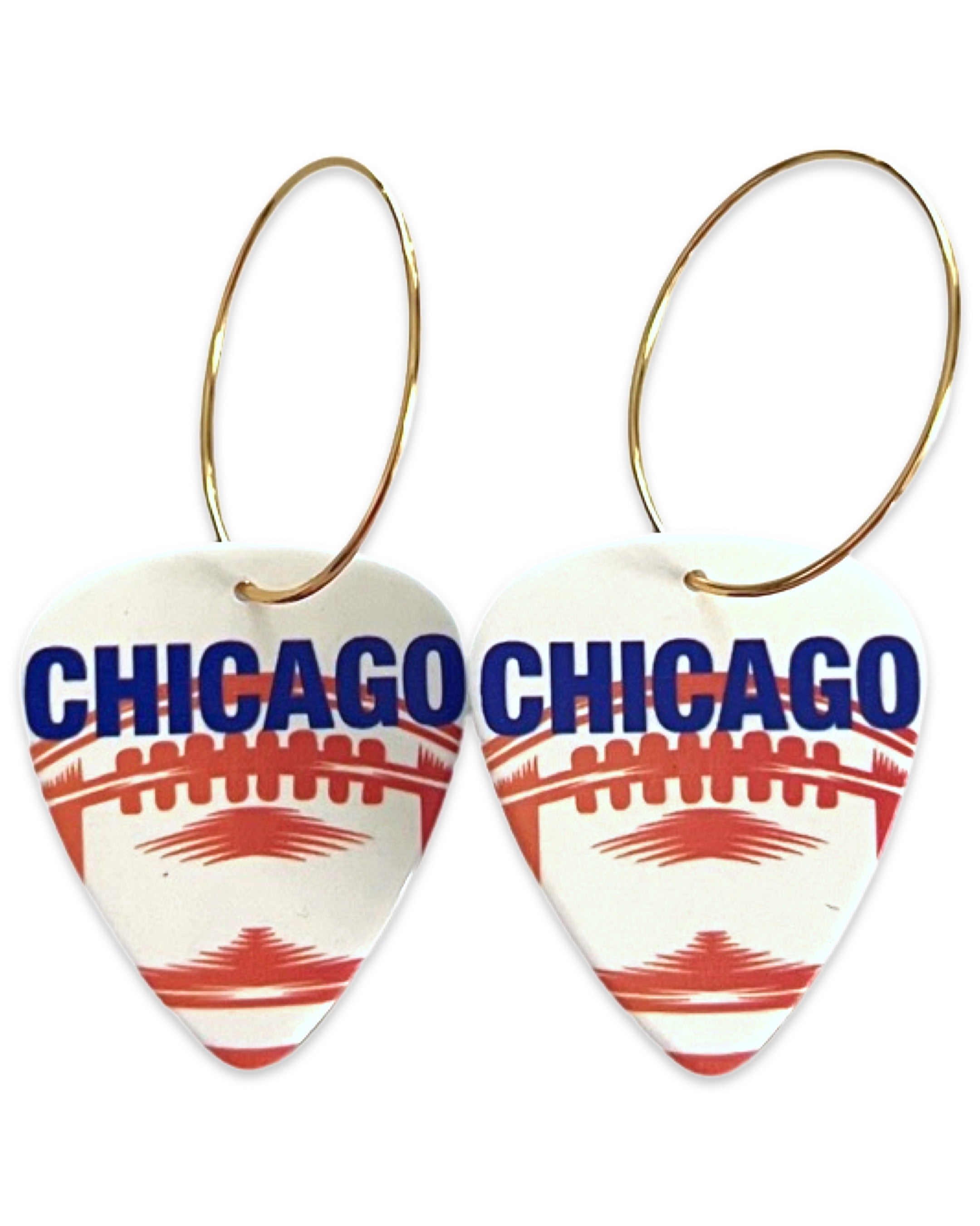 Chicago Orange Football Reversible Single Guitar Pick Earrings
