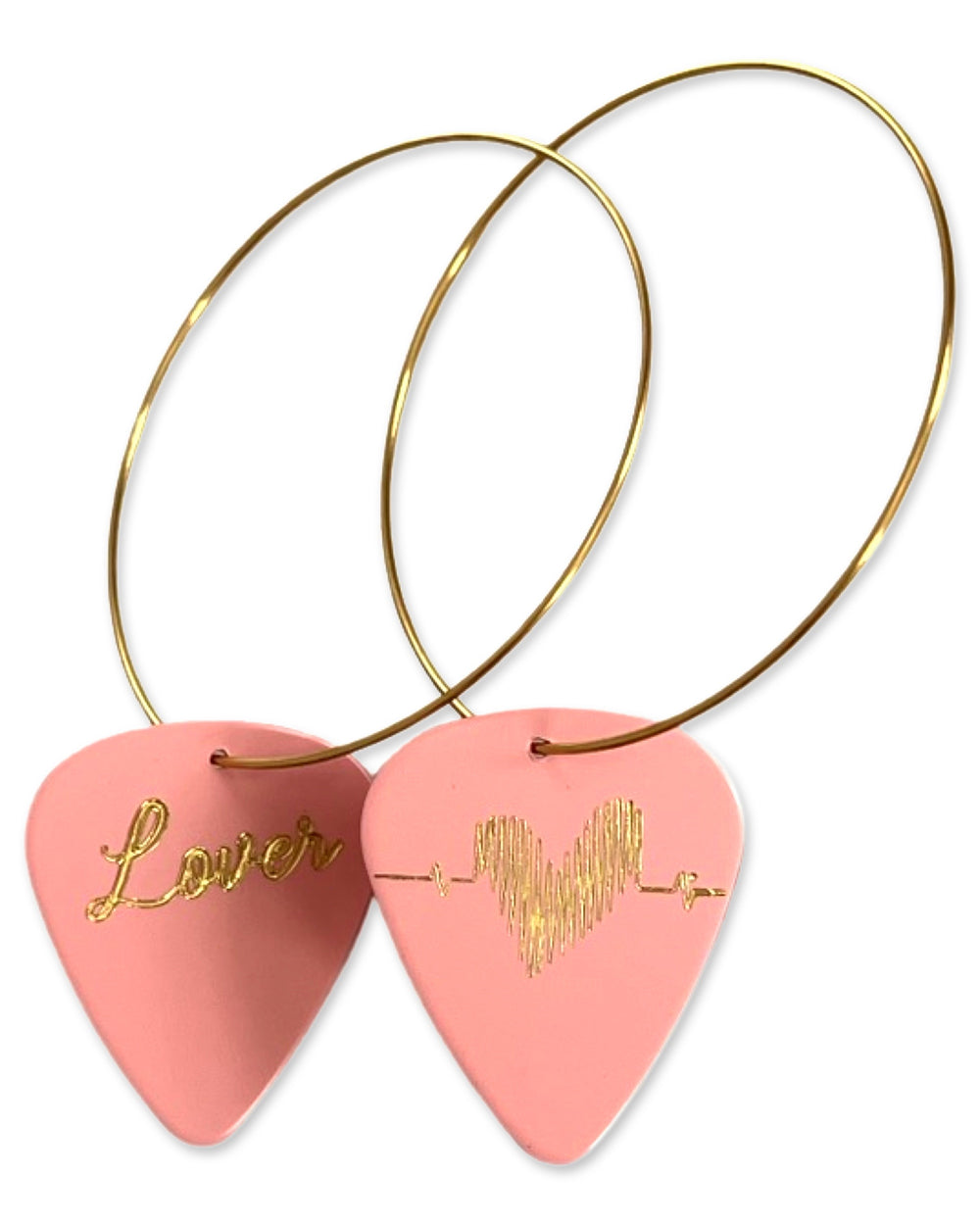 WS Lover Pink Gold Reversible Single Guitar Pick Earrings