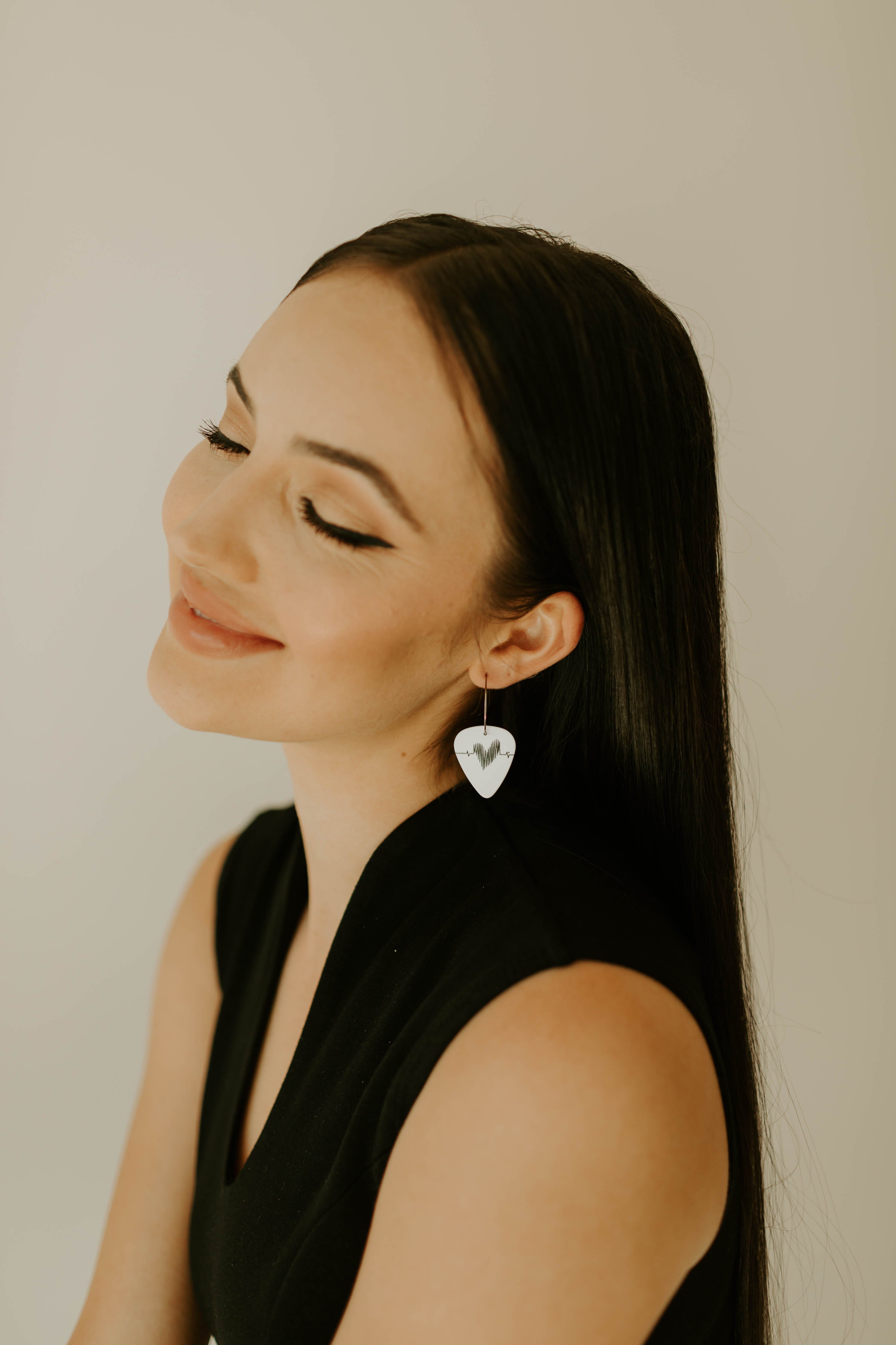 Peace Signs Reversible Single Guitar Pick Earrings
