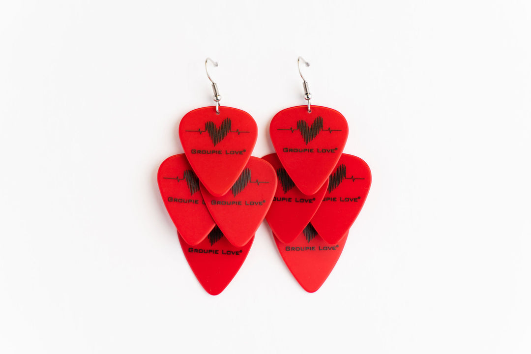 Groupie Love Red Minor Guitar Pick Earrings