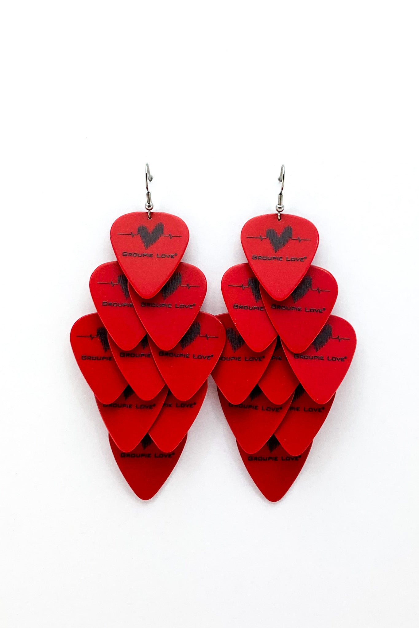 Groupie Love Red Major Guitar Pick Earrings