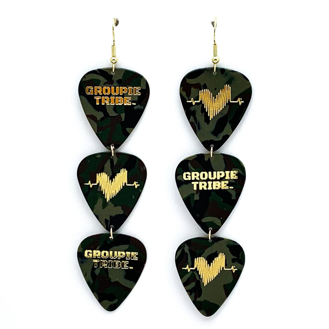Groupie Tribe Camo Triple Guitar Pick Earrings