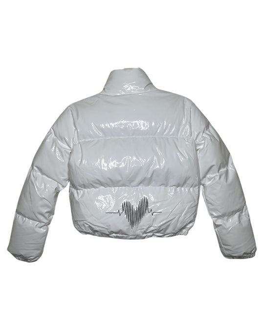 Groupie Love Women's White Crop Puffer Jacket