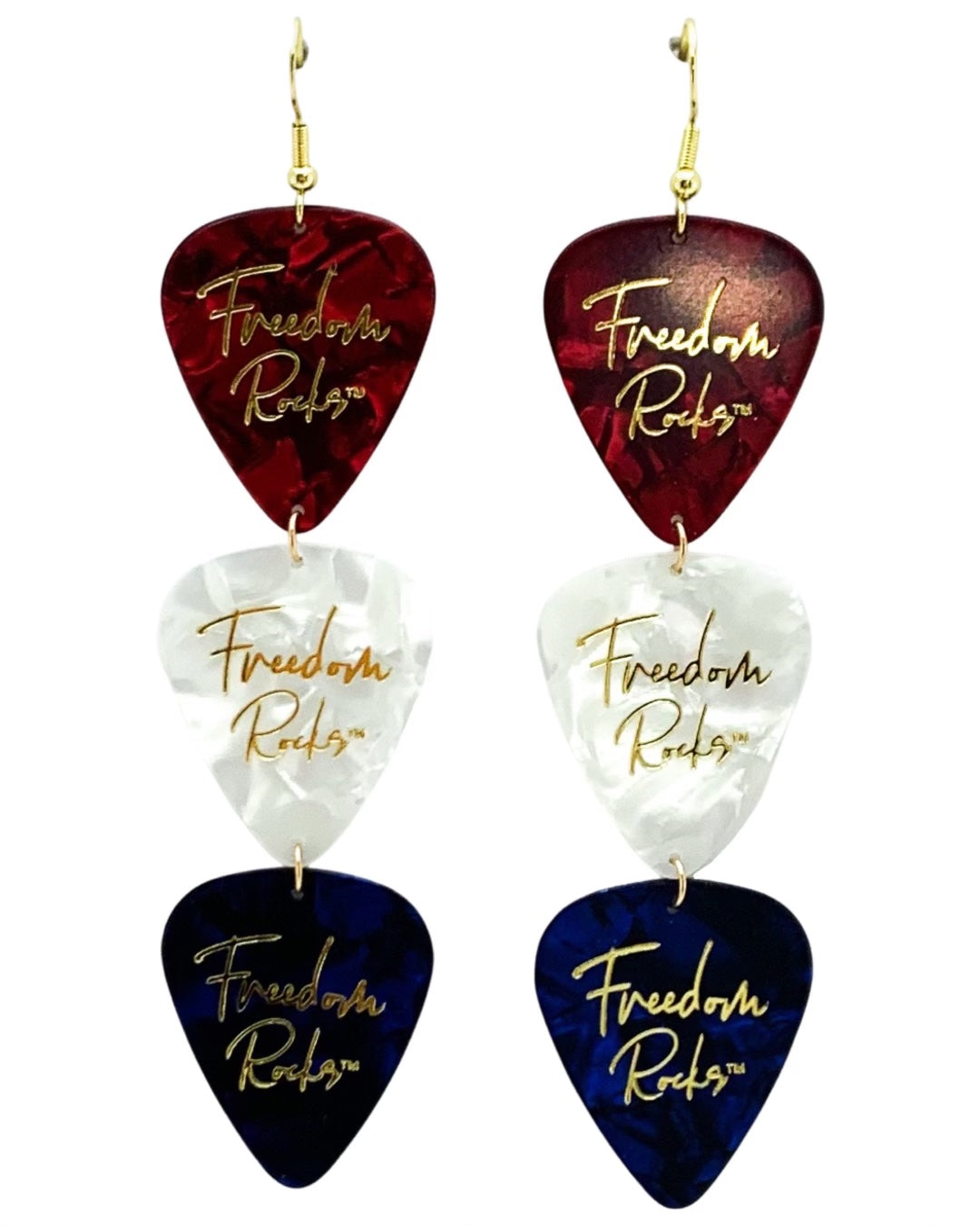 Freedom Rocks Triple Guitar Pick Earrings