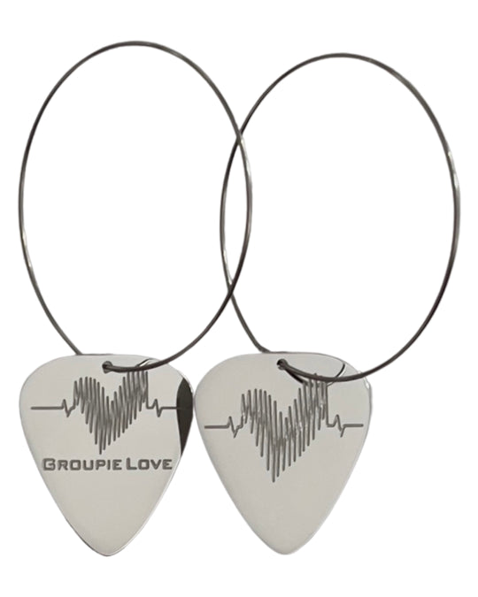 Groupie Love Steel Single Guitar Pick Earrings