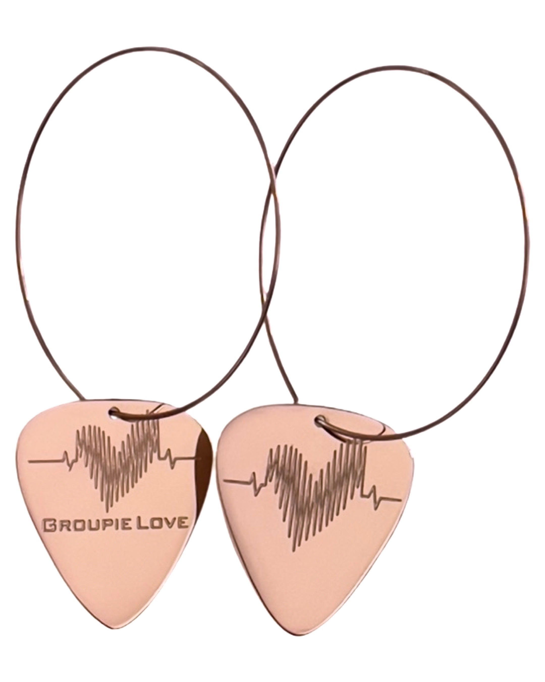 Groupie Love Rose Gold Single Guitar Pick Earrings