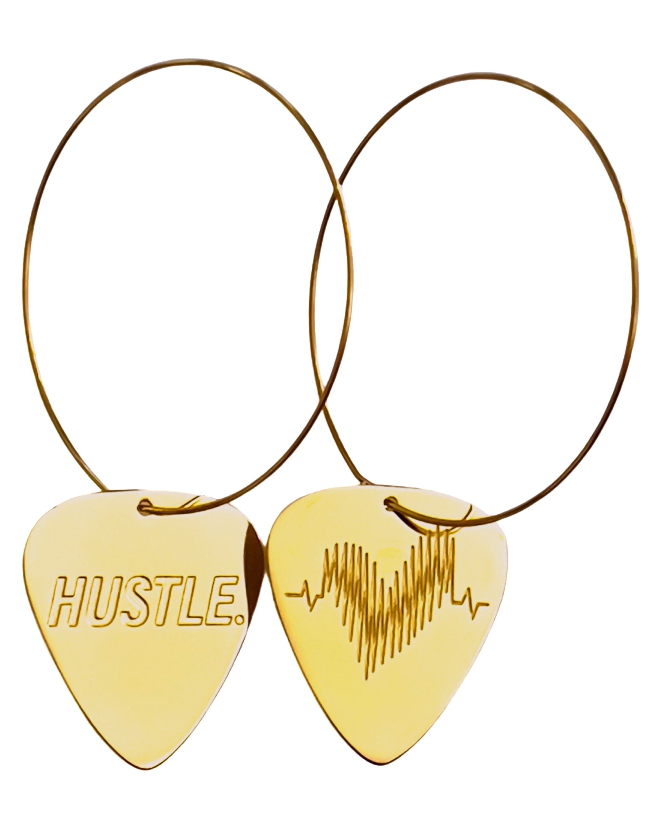 WS HUSTLE. Gold Reversible Single Guitar Pick Earrings