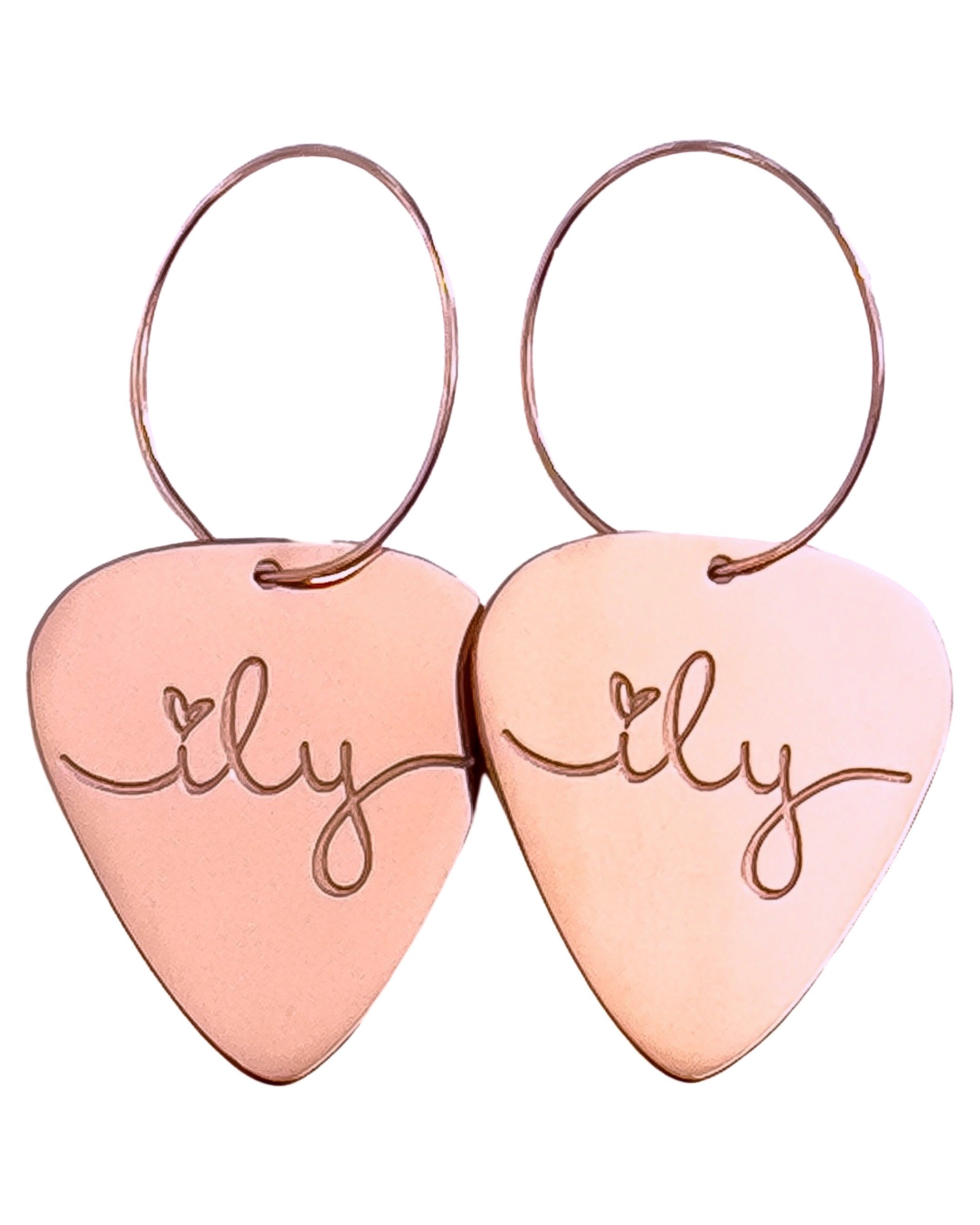 ILY Rose Gold Reversible Single Guitar Pick Earrings