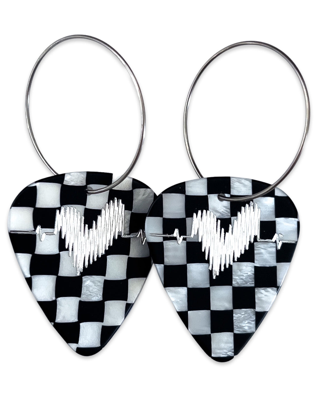 Groupie Love Checkerboard Single Guitar Pick Earrings
