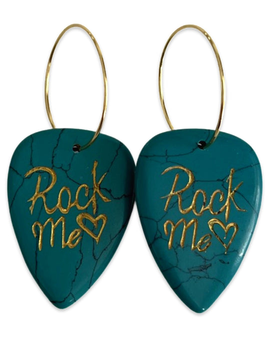 Rock Me Turquoise Stone Single Guitar Pick Earrings