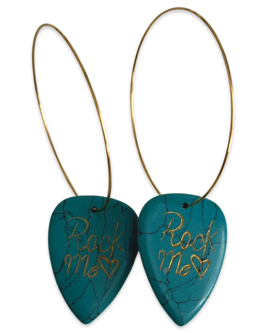 Rock Me Turquoise Stone Single Guitar Pick Earrings