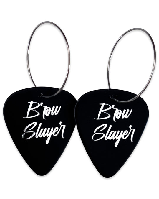 Brow Slayer Black Single Guitar Pick Earrings