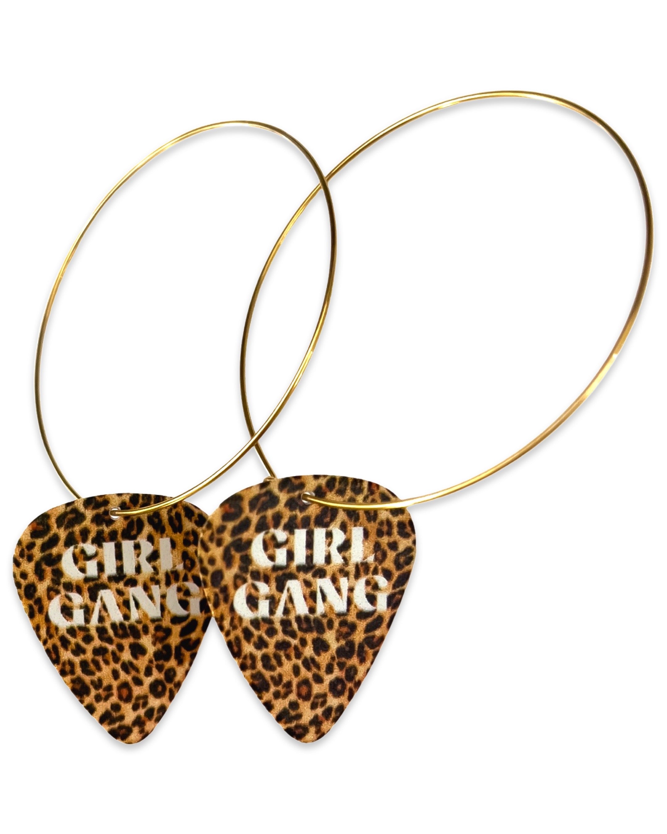 Girl Gang Cheetah Single Guitar Pick Earrings