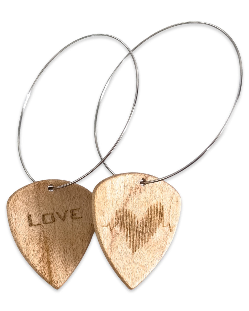 WS Groupie Love Maple Wood Reversible Single Guitar Pick Earrings