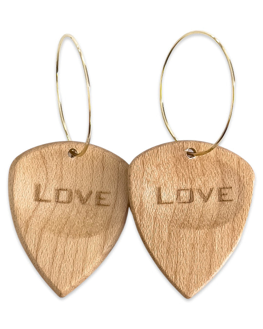 Groupie Love Maple Wood Single Guitar Pick Earrings