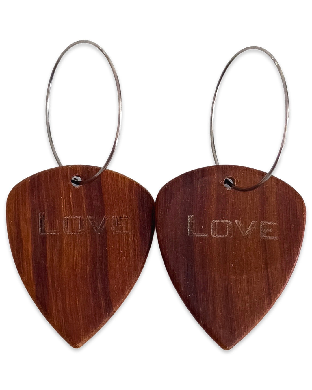 Groupie Love Red Sandalwood Wood Single Guitar Pick Earrings