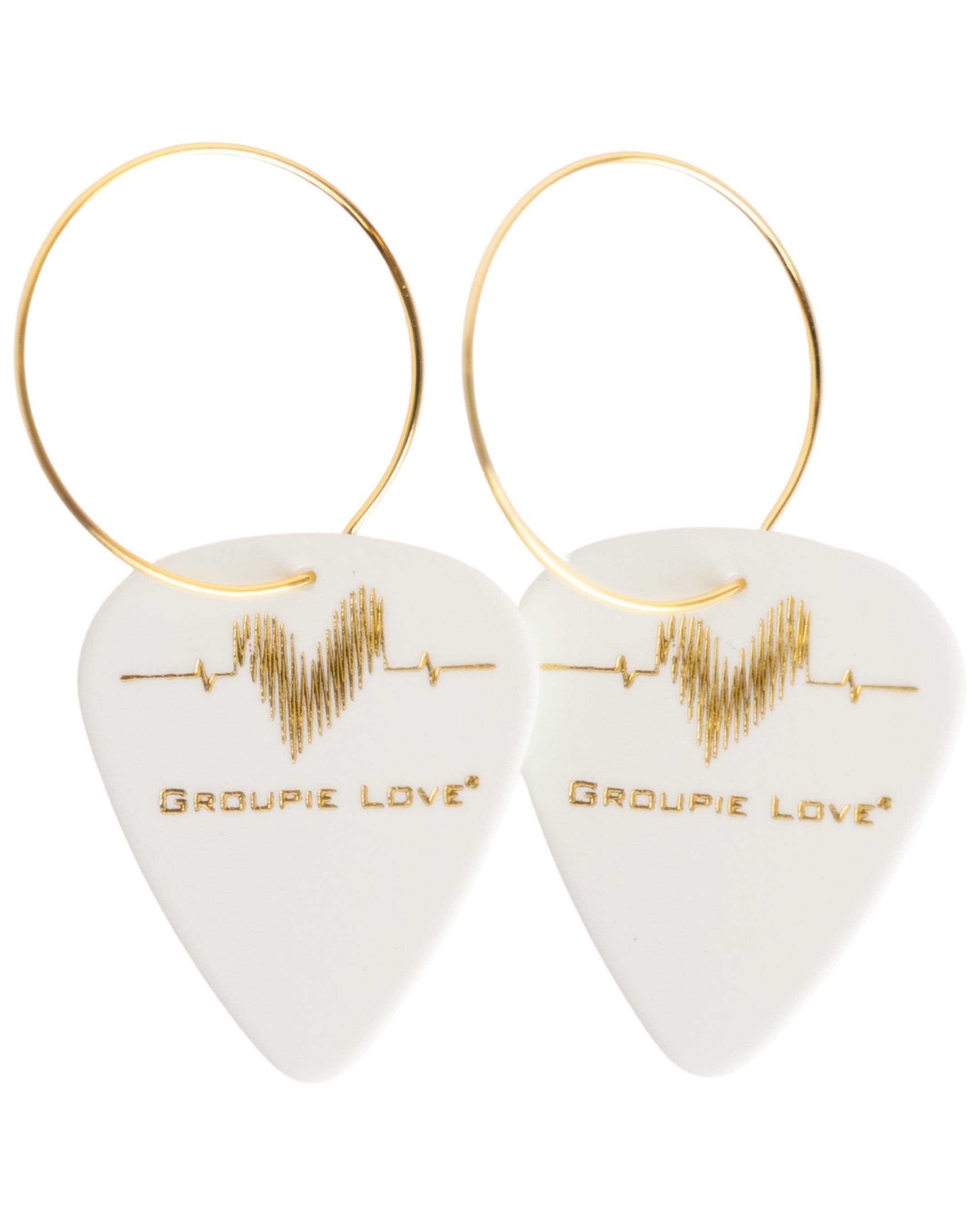 Groupie Love White Gold Single Guitar Pick Earrings