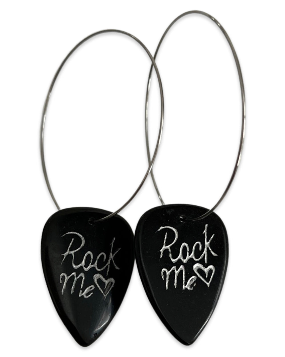 Rock Me Obsidian Stone Single Guitar Pick Earrings