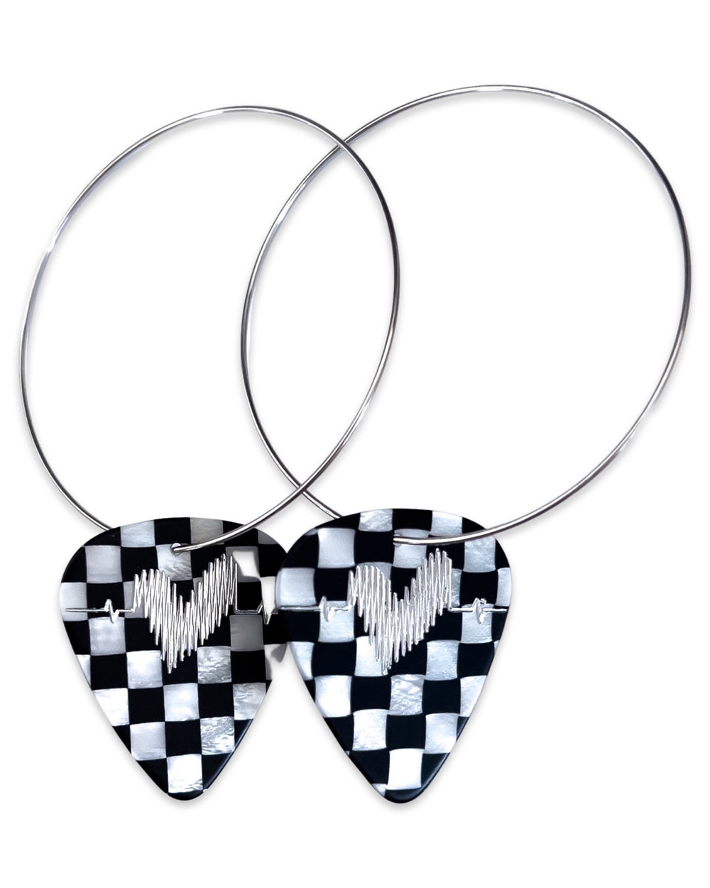 WS Groupie Love Checkerboard Single Guitar Pick Earrings