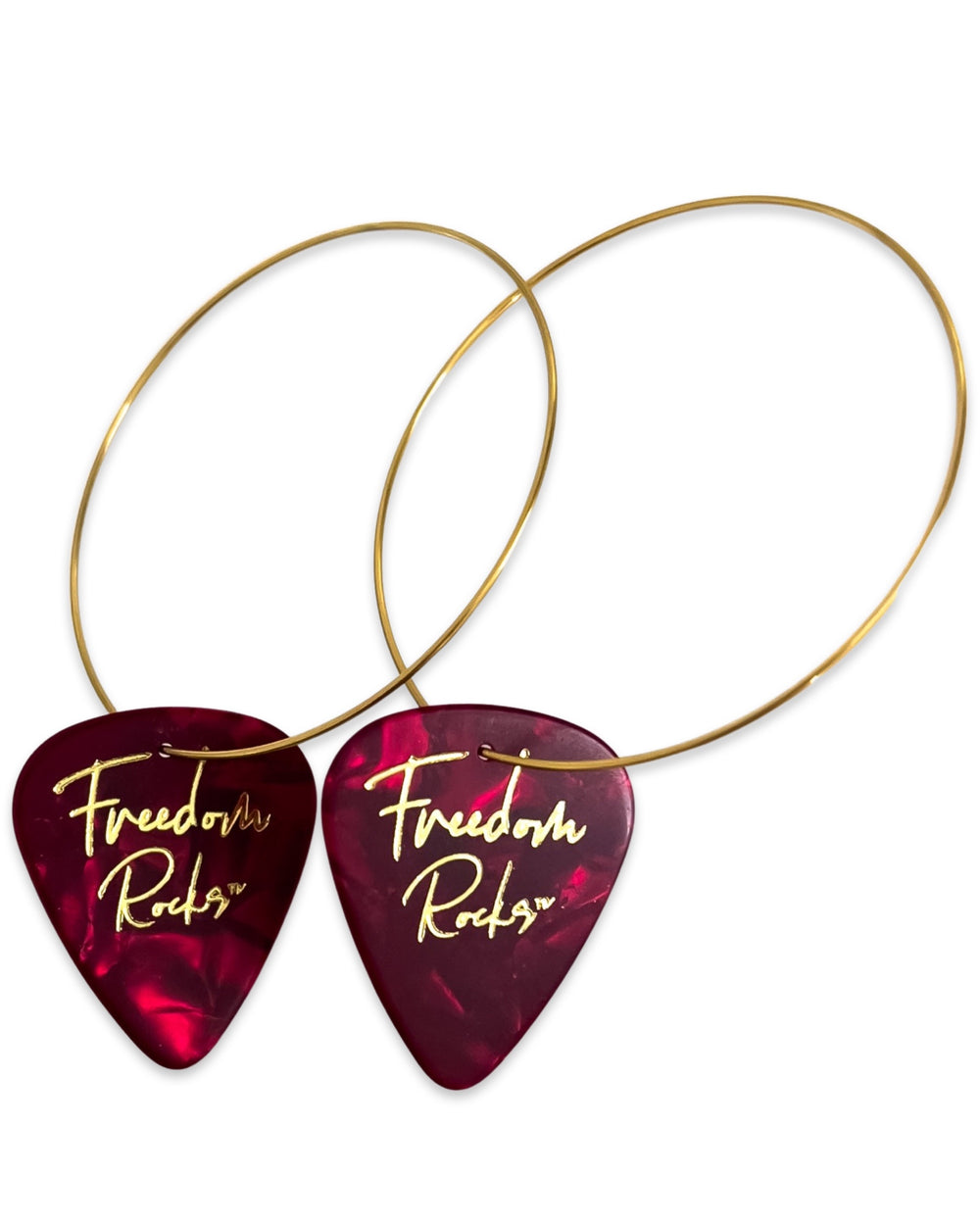 WS Freedom Rocks Red Reversible Single Guitar Pick Earrings