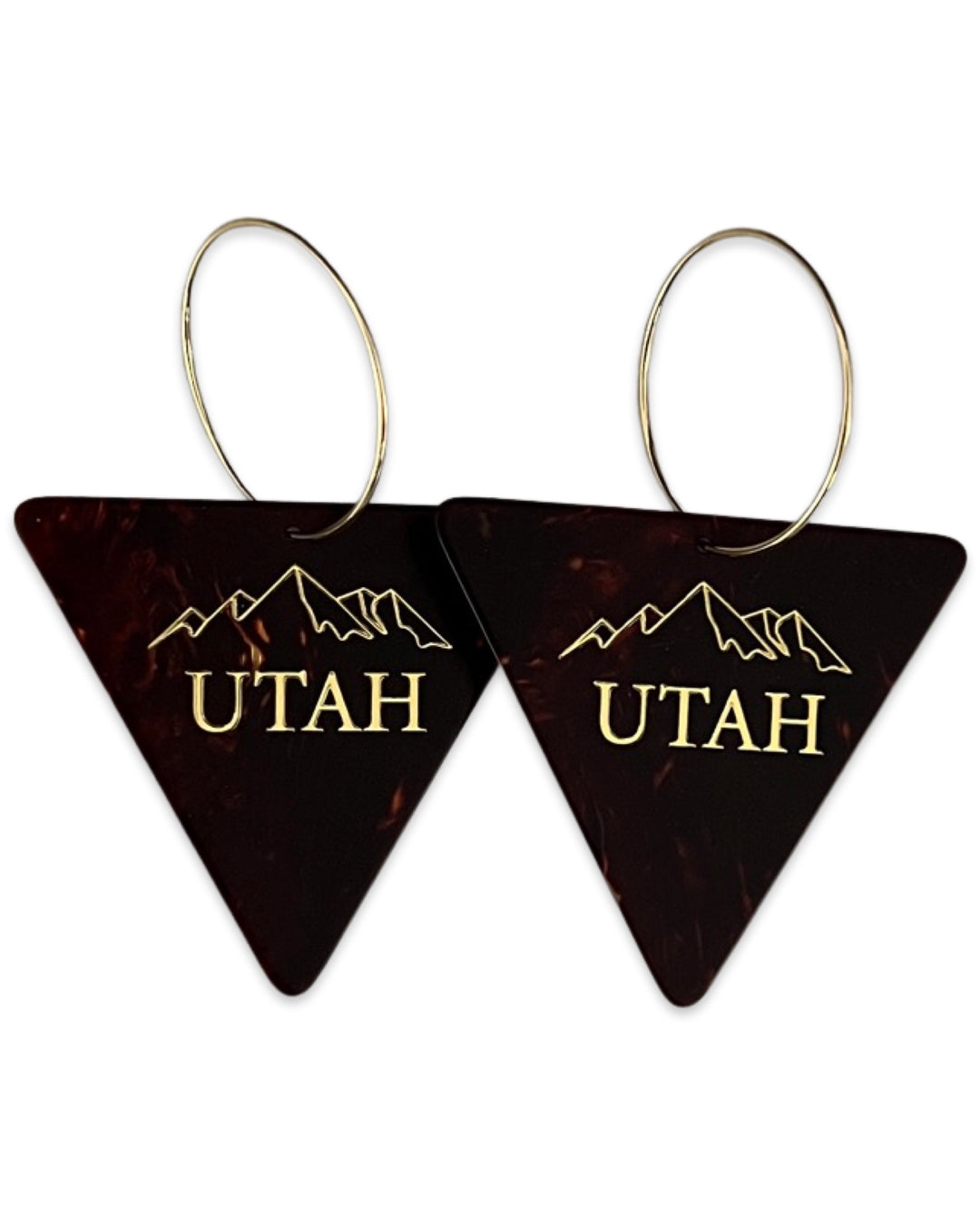 UTAH Tortoise Triangle Single Guitar Pick Earrings