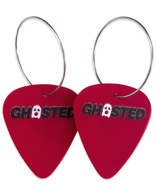 Ghosted, Women’s, Halloween, Red, Guitar Pick Earrings