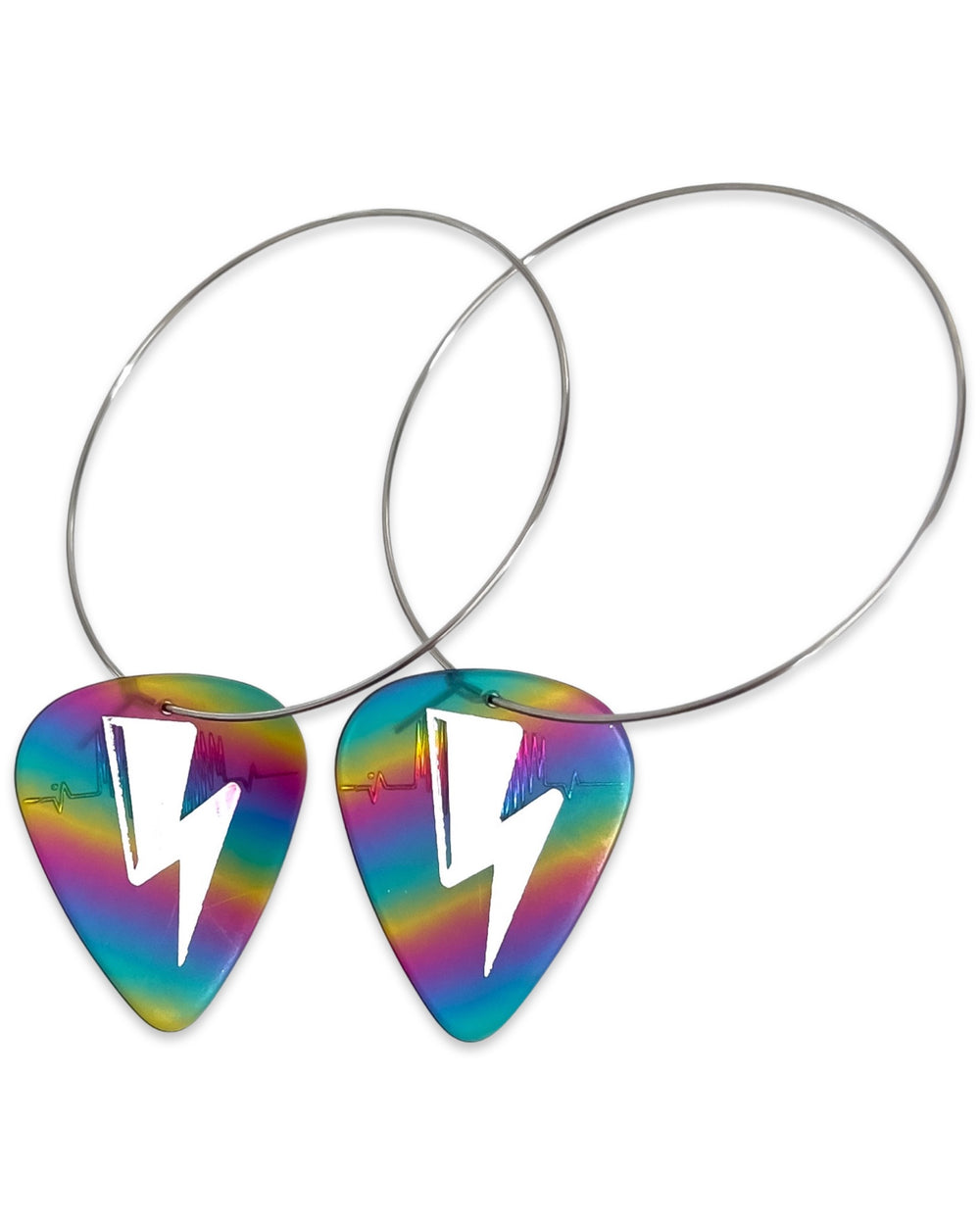 WS Electric Love Rainbow Reversible Single Guitar Pick Earrings