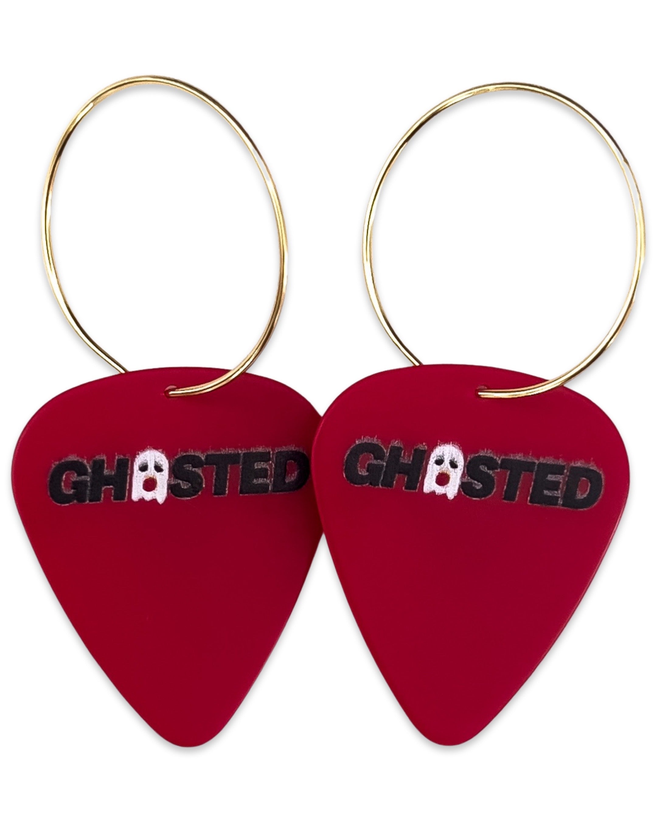 Ghosted, Women’s, Halloween, Red, Guitar Pick Earrings