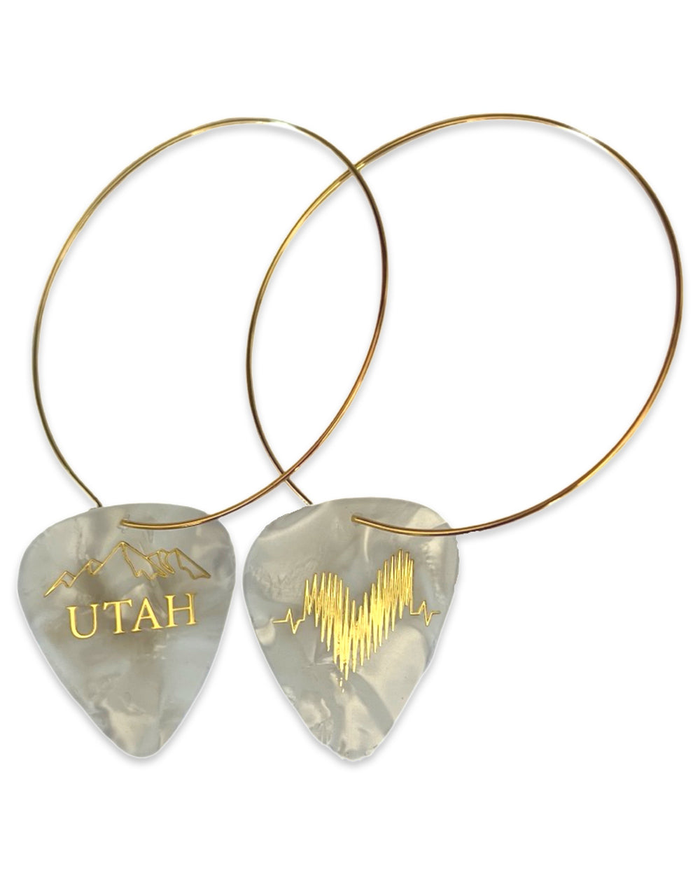 UTAH White Pearl Single Guitar Pick Earrings