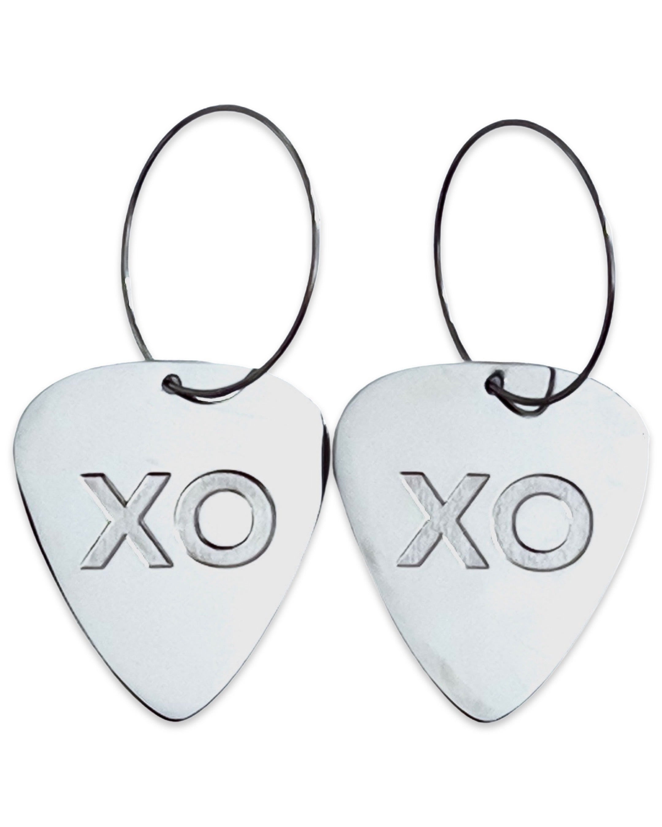 XO Steel Reversible Single Guitar Pick Earrings