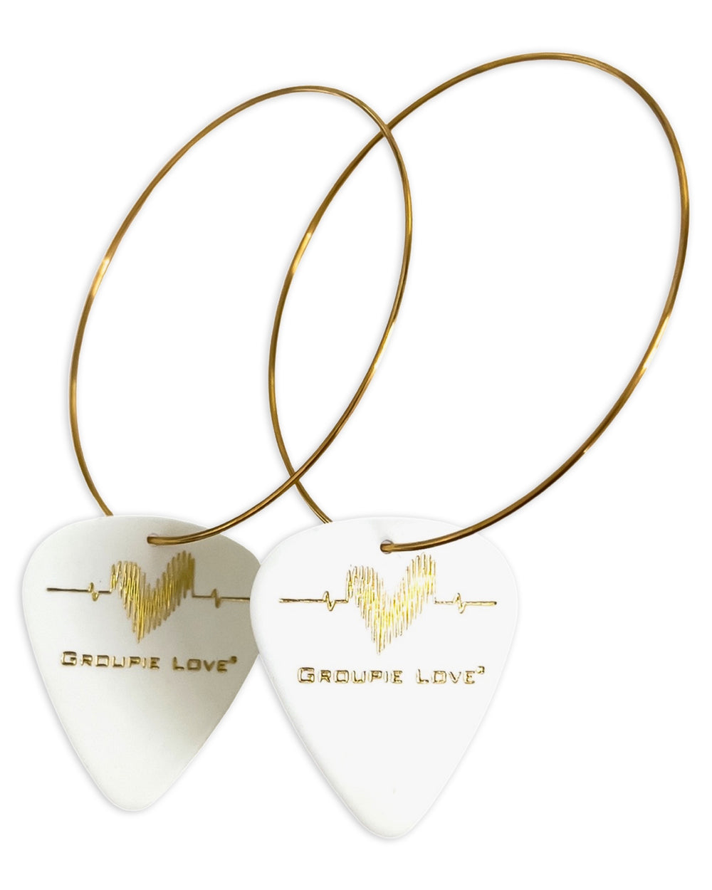 WS Groupie Love White Gold Single Guitar Pick Earrings