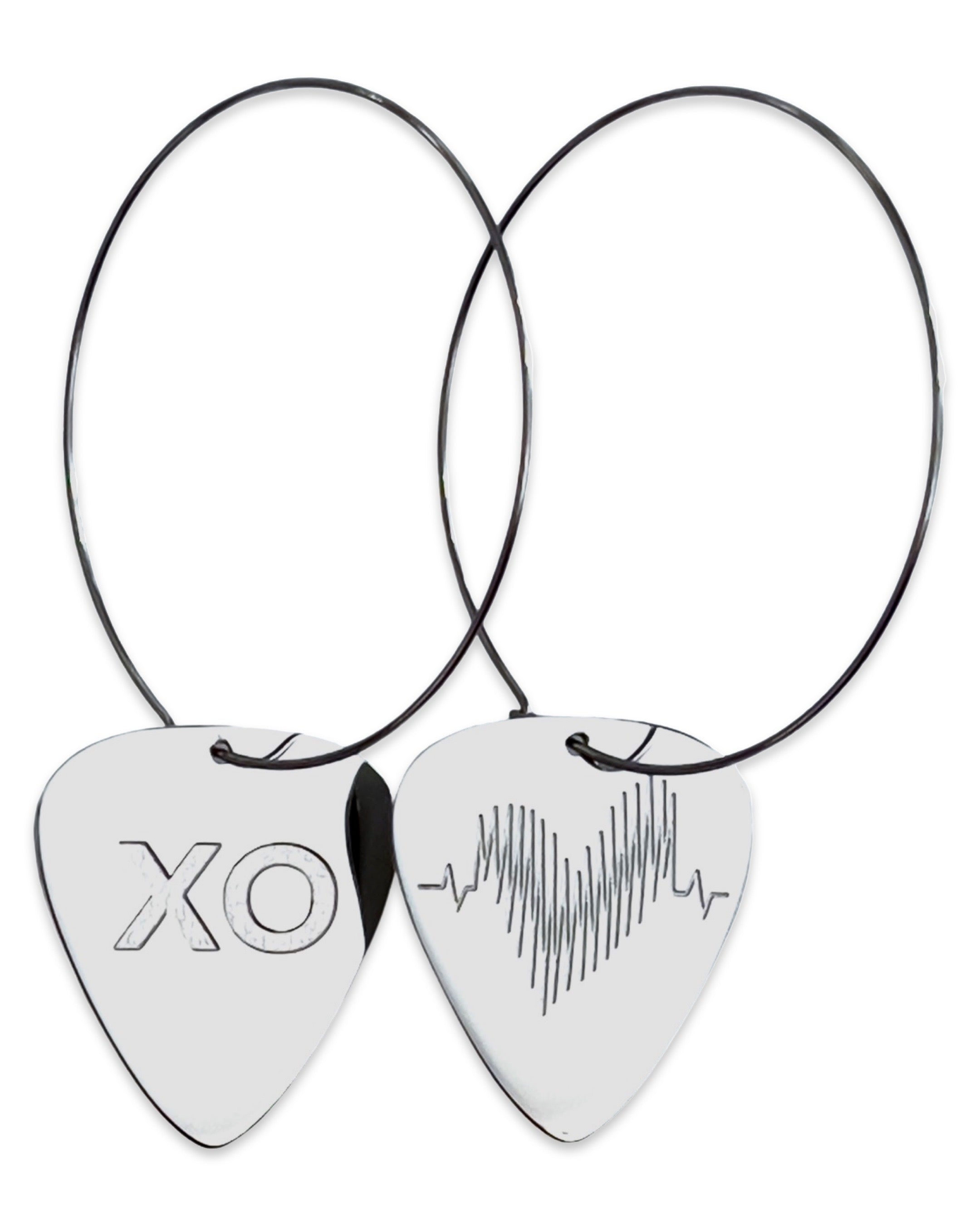 WS XO Steel Reversible Single Guitar Pick Earrings