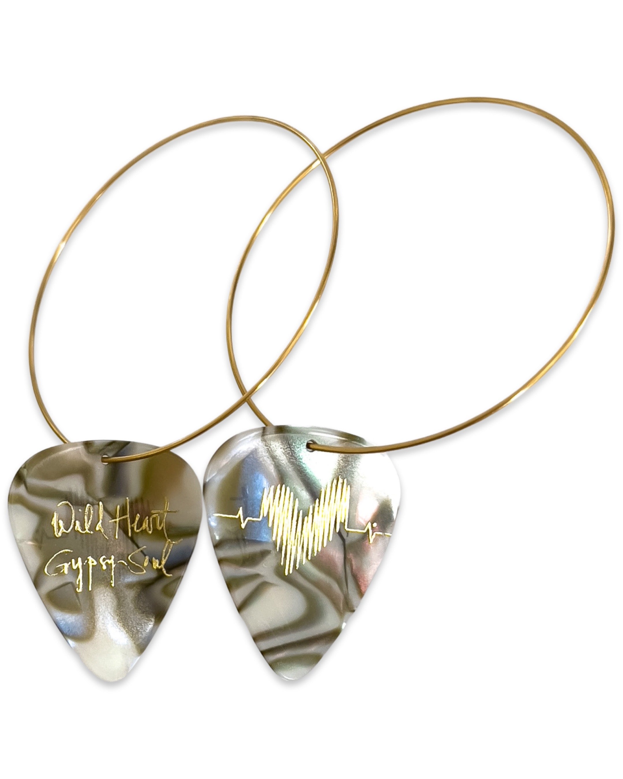Wild Heart Gypsy Soul Abalone Single Guitar Pick Earrings