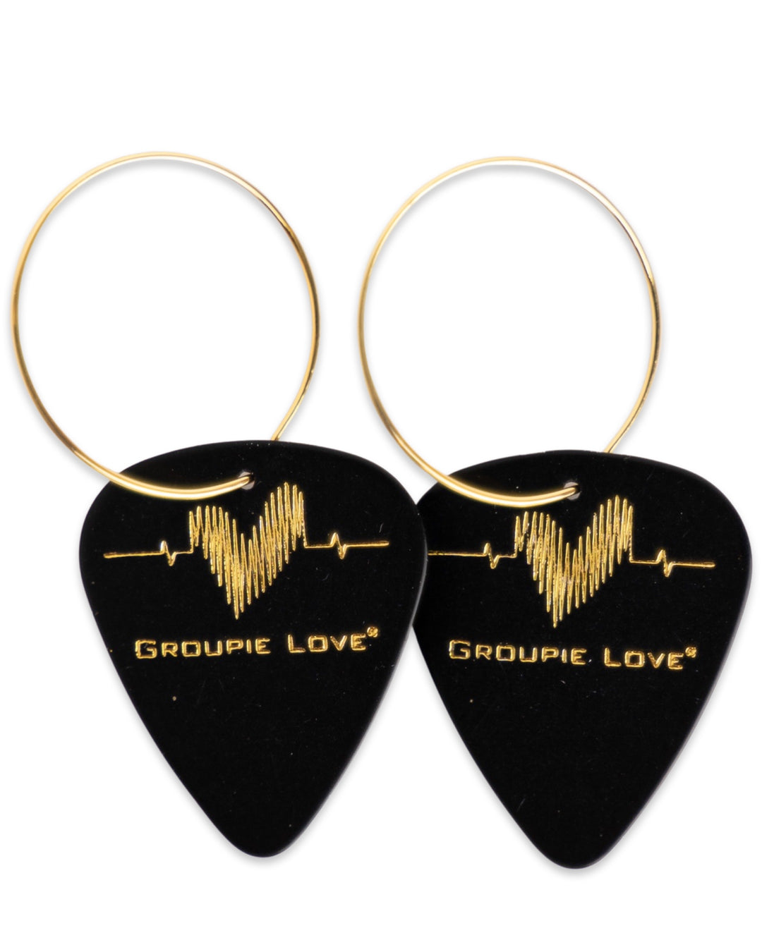Groupie Love Black Gold Single Guitar Pick Earrings