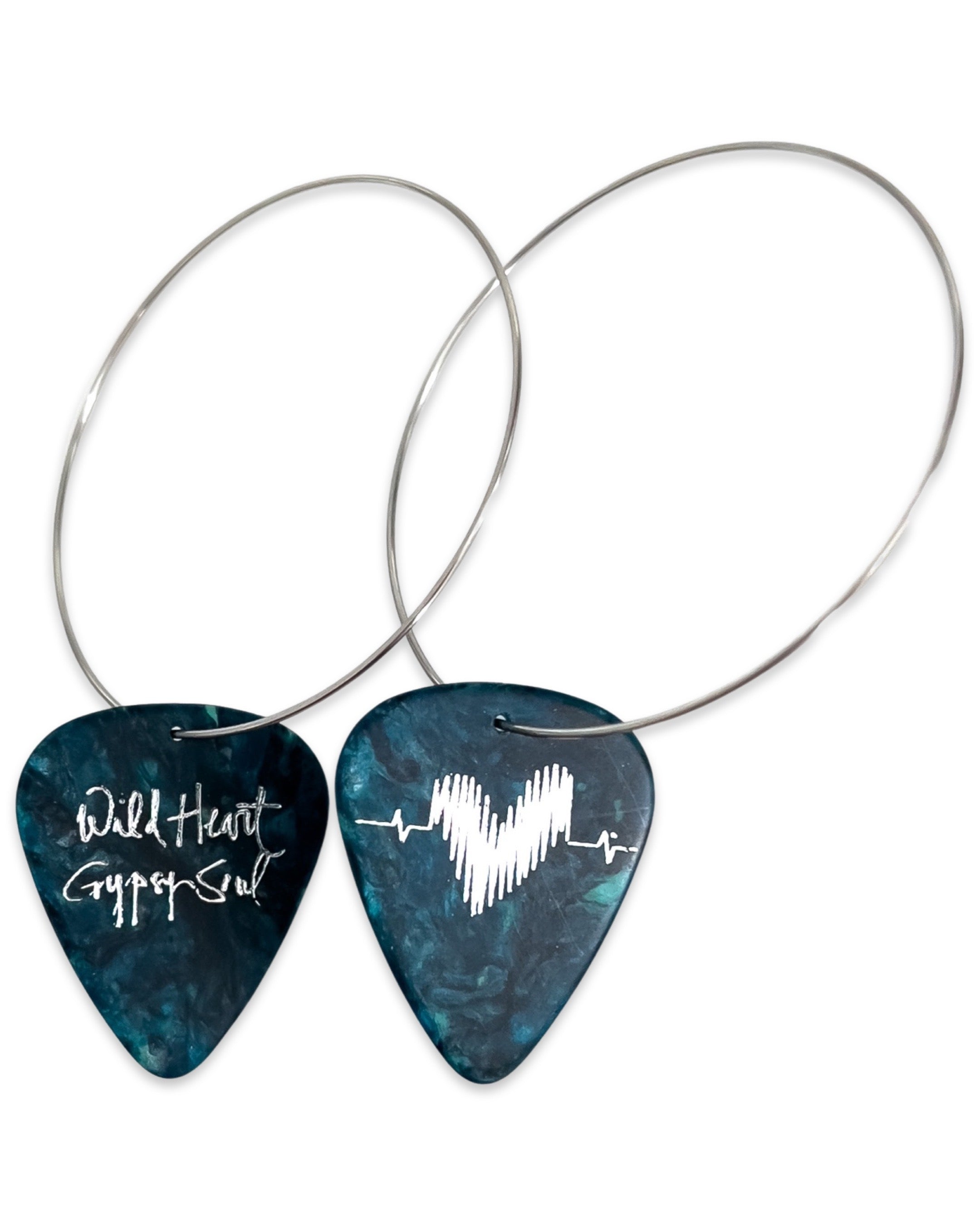 WS Wild Heart Gypsy Soul Turquoise Reversible Single Guitar Pick Earrings