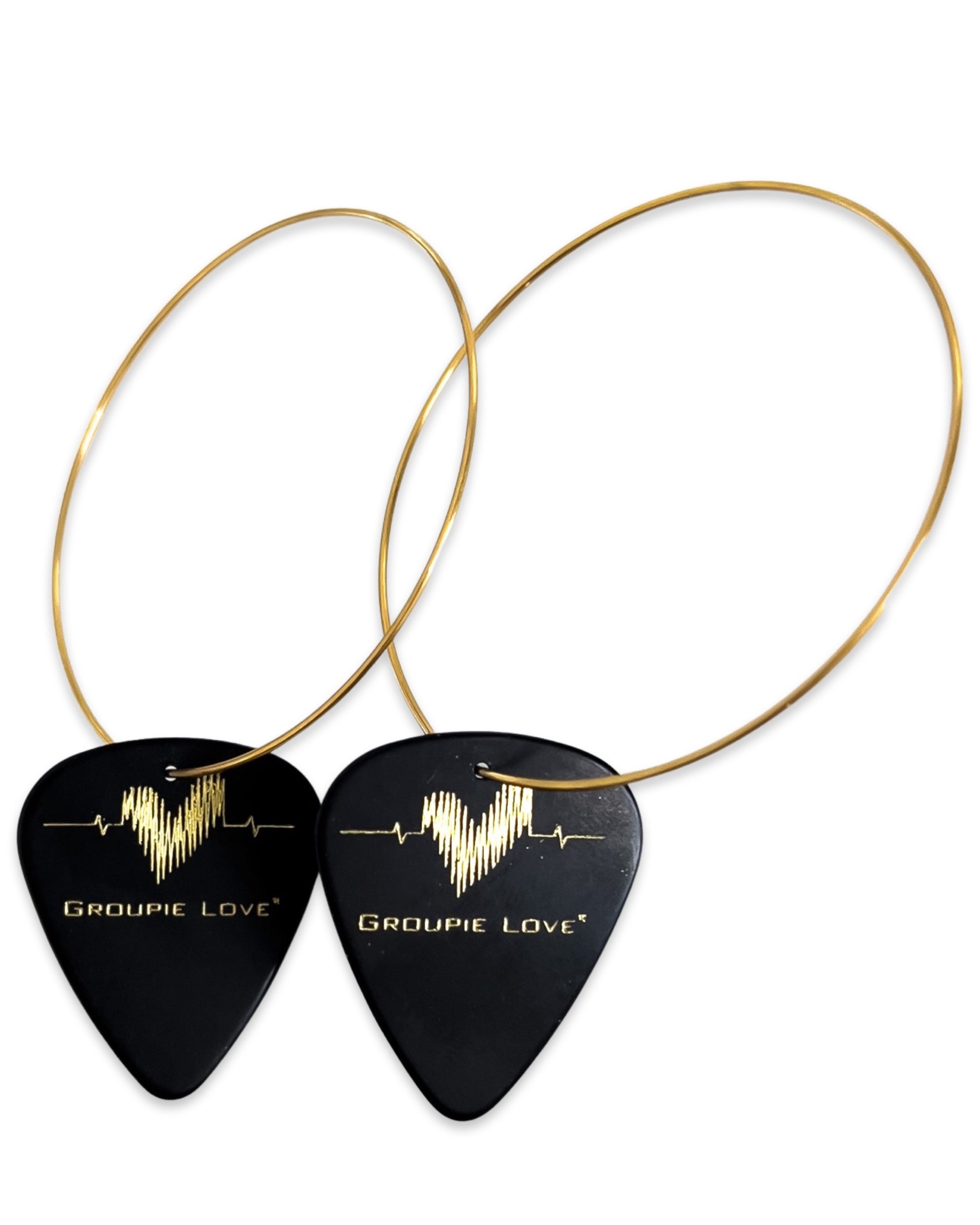 WS Groupie Love Black Gold Single Guitar Pick Earrings
